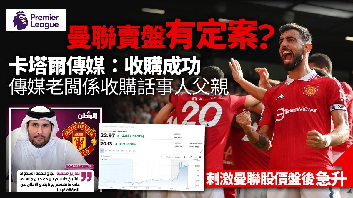 足球快報 英超 西甲 歐聯 ︱足球快訊2023︱英超︱歐洲國家盃︱足球｜英超｜歐聯｜卡塔爾報章稱曼聯賣盤有結果　爆料傳媒與收購話事人關係非比尋常