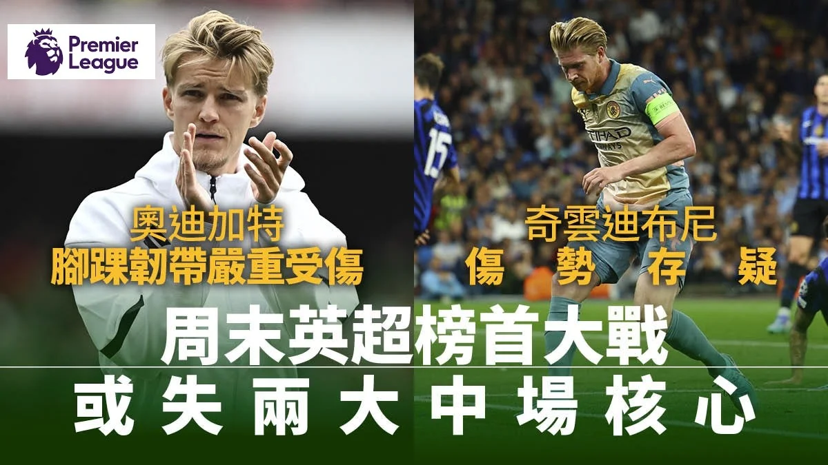 足球快報 英超 西甲 歐聯 ︱足球快訊2024︱英超︱足球｜阿仙奴確認奧迪加特足踝傷勢嚴重　對曼城榜首大戰肯定缺陣